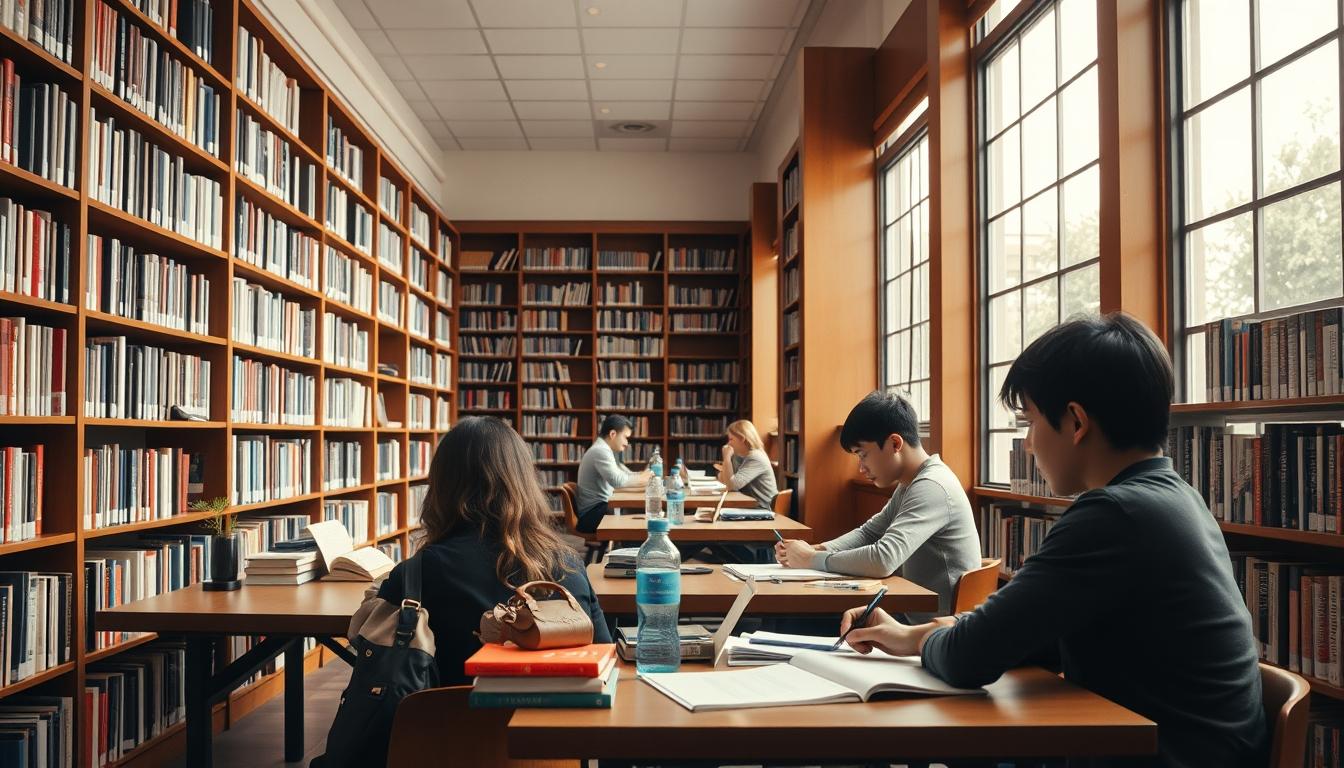 Students collaborating in study space